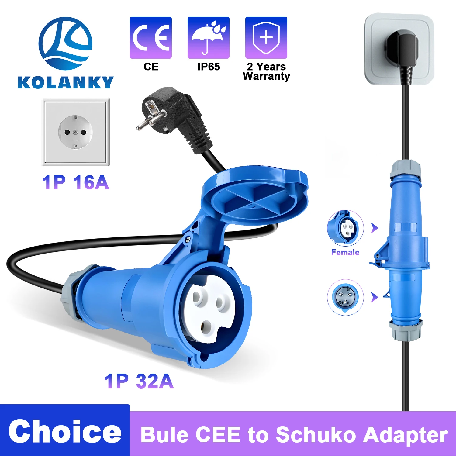 Kolanky 0.3M EV Charger CEE Female Plug 3 Pins Power Adapter Waterproof Connection WallMount Socket Connect 32A 1P 7.2KW Charger
Kolanky 0.3M EV Charger CEE Female Plug 3 Pins Power Adapter Waterproof Connection WallMount Socket Connect 32A 1P 7.2KW Charger