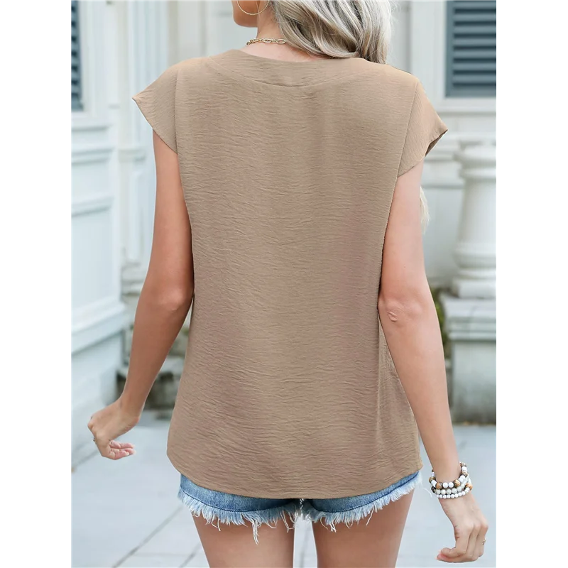 Women Tops Cap Sleeve Textured Dressy Casual V Neck Shirts Summer Business Work Blouses Outfits
Women Tops Cap Sleeve Textured Dressy Casual V Neck Shirts Summer Business Work Blouses Outfits