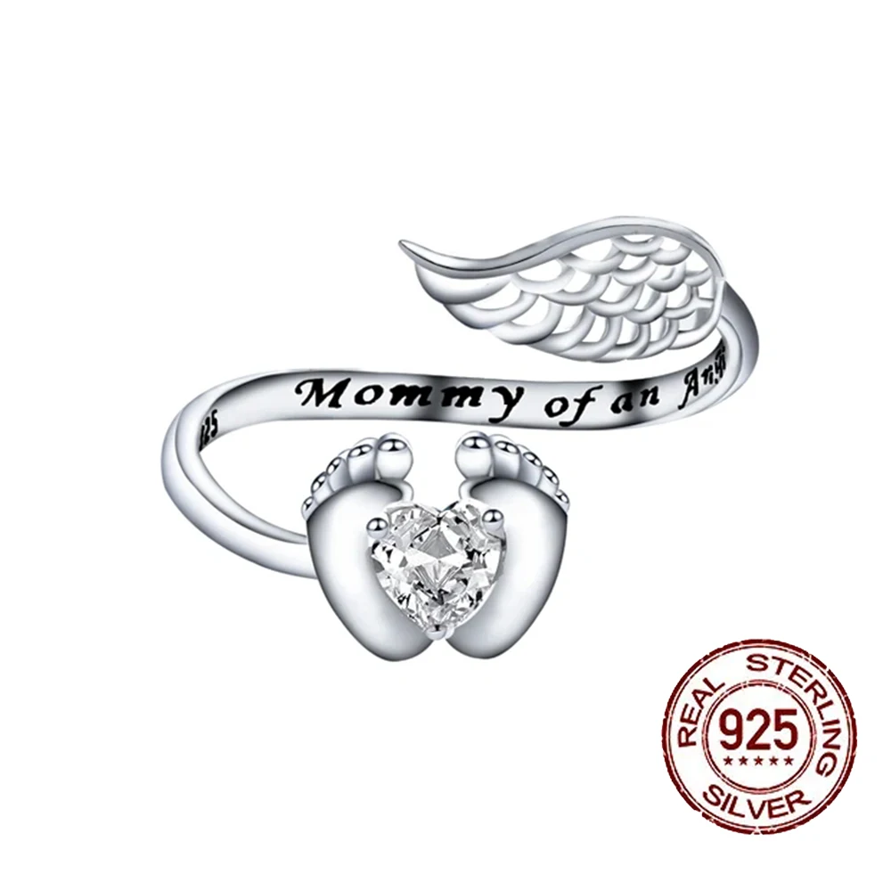 QooLady S925 Sterling Silver Heart CZ Stone Angel Wing Feet Adjustable Size Wrap Ring for Women Mother Day Jewelry Gifts SR040
QooLady S925 Sterling Silver Heart CZ Stone Angel Wing Feet Adjustable Size Wrap Ring for Women Mother Day Jewelry Gifts SR040
