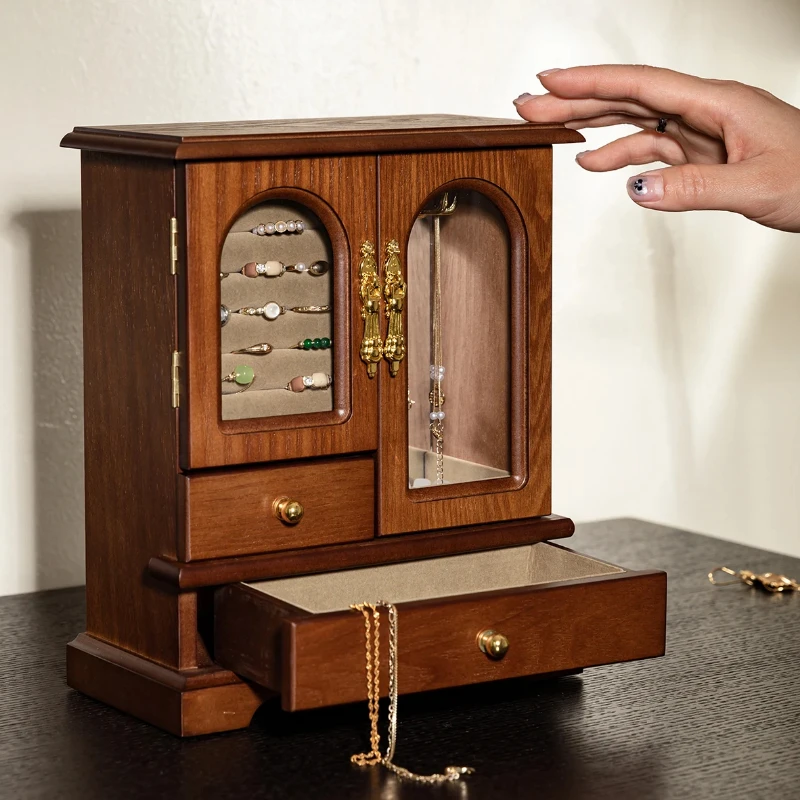 Vintage Jewelry Box Luxury High-End Wooden Storage Case Jewelry Display Cabinet Desktop Organizer Girl's Gift Elegant Home Decor
Vintage Jewelry Box Luxury High-End Wooden Storage Case Jewelry Display Cabinet Desktop Organizer Girl's Gift Elegant Home Decor