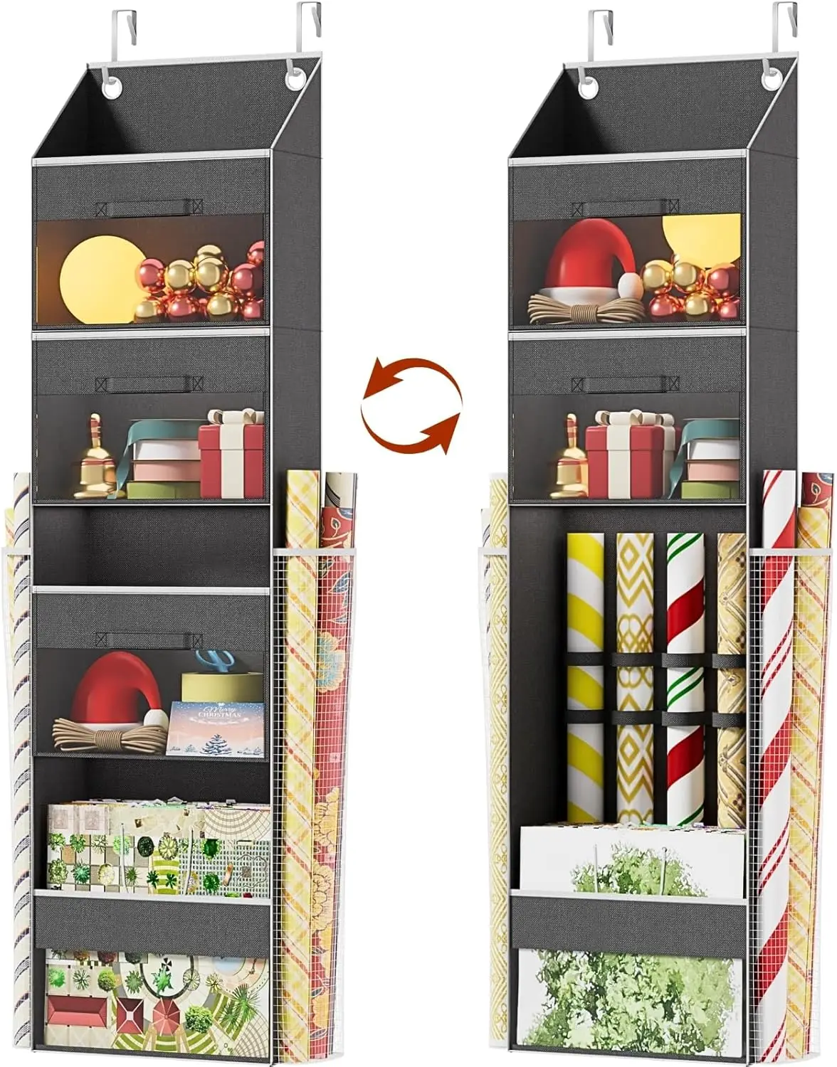 Over Door Wrapping Paper Organizer with 3 Removable Drawers & Side Pockets – Dual Use Design with Elastic Straps for Gift Wrap
Over Door Wrapping Paper Organizer with 3 Removable Drawers & Side Pockets – Dual Use Design with Elastic Straps for Gift Wrap