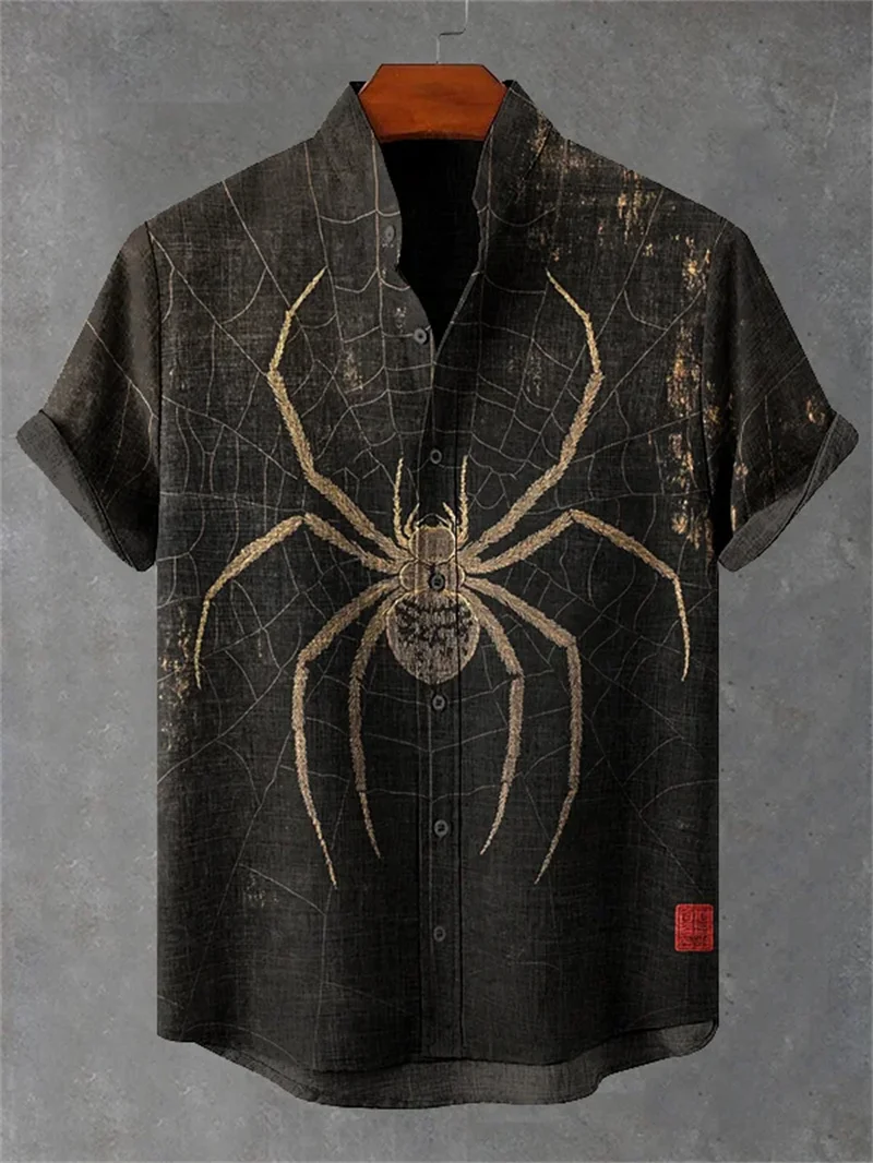 New healing style linen short sleeved shirt for men, retro black cat, goldfish 3D printed casual top clothing
New healing style linen short sleeved shirt for men, retro black cat, goldfish 3D printed casual top clothing