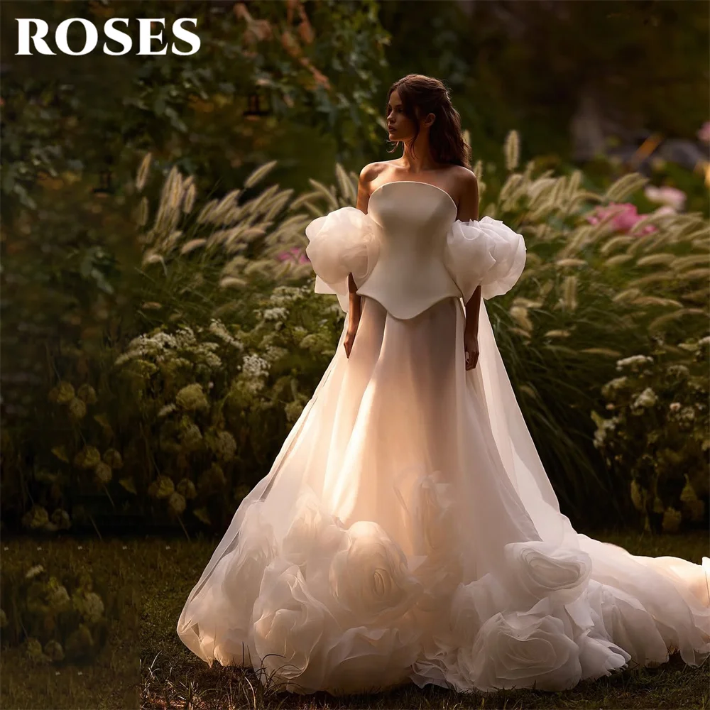 ROSES White Organza Evening Gown Puffed Sleeve Prom Dresses with 3D Flowers Wedding Evening Dresses robes de soirée Customized
ROSES White Organza Evening Gown Puffed Sleeve Prom Dresses with 3D Flowers Wedding Evening Dresses robes de soirée Customized