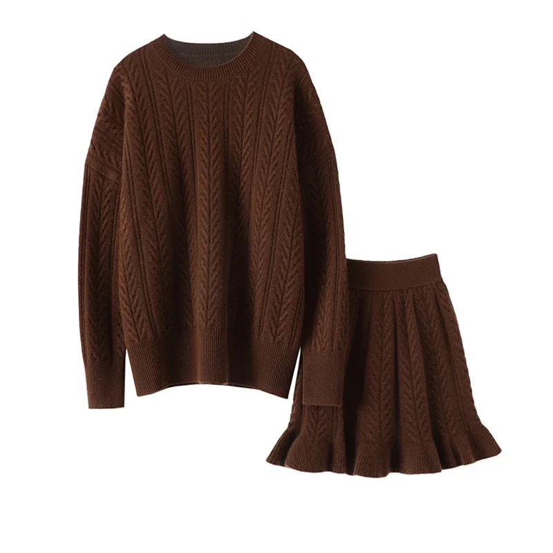 Design New Cashmere Womens Two Peice Sets High Street Knitted Fabric Loose Top+mini Skirts Women 2 Piece Sets Womens Outfits
Design New Cashmere Womens Two Peice Sets High Street Knitted Fabric Loose Top+mini Skirts Women 2 Piece Sets Womens Outfits