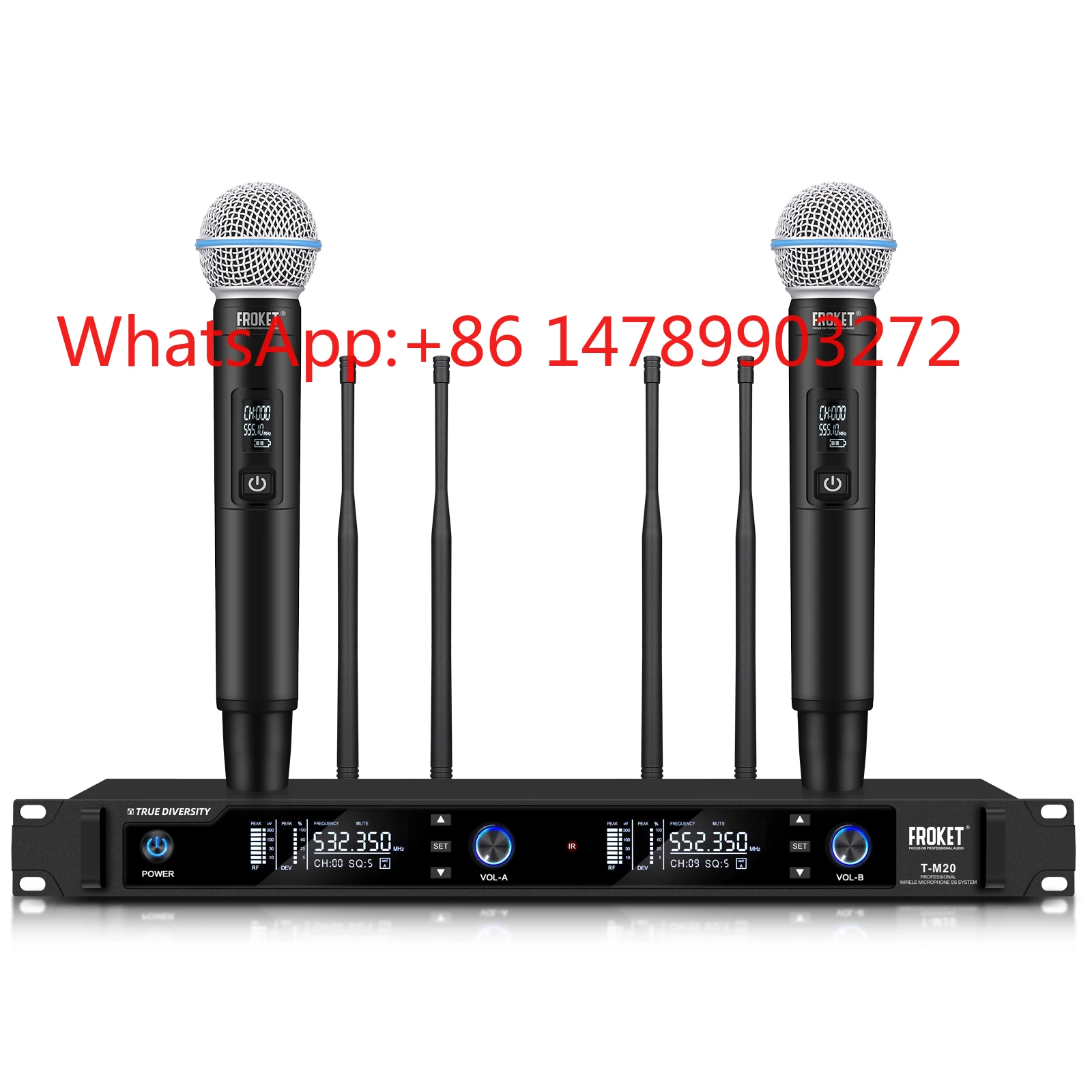 T-M20 UHF Dual Channel Wireless Microphone System 150M LED XLR Handheld Mic for Stage Karaoke Wedding Church
T-M20 UHF Dual Channel Wireless Microphone System 150M LED XLR Handheld Mic for Stage Karaoke Wedding Church