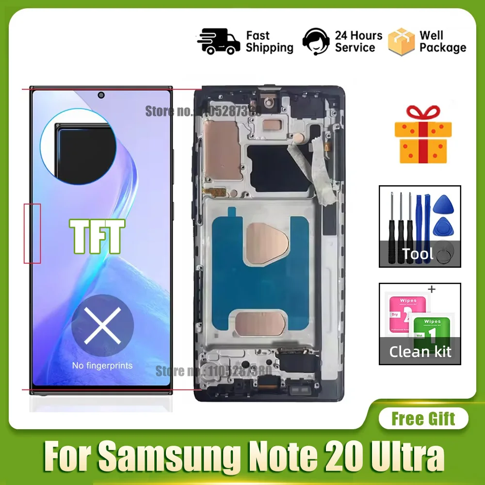 Экран TFT Note 20 Ultra для Samsung Galaxy Note20 Ultra N985F N986B, ЖК-дисплей, цифровой сенсорный экран, запчасти с рамкой, протестировано
Экран TFT Note 20 Ultra для Samsung Galaxy Note20 Ultra N985F N986B, ЖК-дисплей, цифровой сенсорный экран, запчасти с рамкой, протестировано