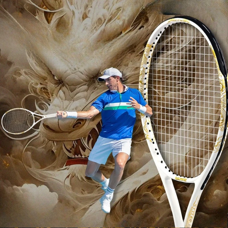 Portable Tennis Rackets Adult Professional Tennis Rackets Carbon Fiber Shock Absorption Training Racket Durable Sports Equipment