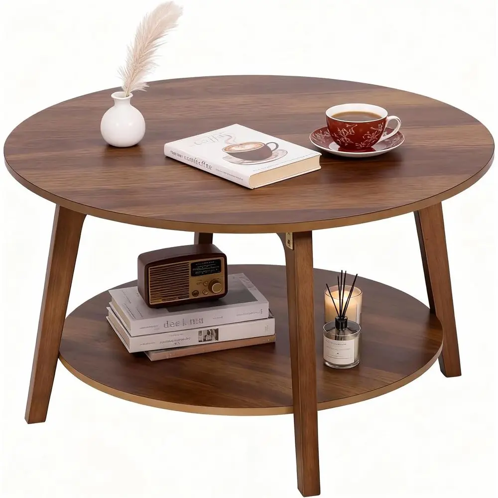 Compact 2-Tier Round Coffee Table with Thick Wood Panel, Ideal for Circle Living or Office Spaces, Brown
Compact 2-Tier Round Coffee Table with Thick Wood Panel, Ideal for Circle Living or Office Spaces, Brown
