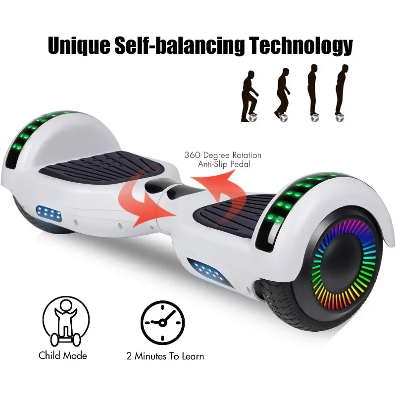LIEAGLE Hoverboard, 6.5" Self Balancing Scooter Hover Board with Bluetooth Wheels LED Lights for Kids Adults
LIEAGLE Hoverboard, 6.5" Self Balancing Scooter Hover Board with Bluetooth Wheels LED Lights for Kids Adults