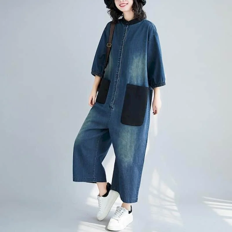 Denim Jumpsuit Women Long Sleeve Patchwork Large Size Casual One Piece Outfit Women Playsuit Vintage Pants Overalls for Women
Denim Jumpsuit Women Long Sleeve Patchwork Large Size Casual One Piece Outfit Women Playsuit Vintage Pants Overalls for Women