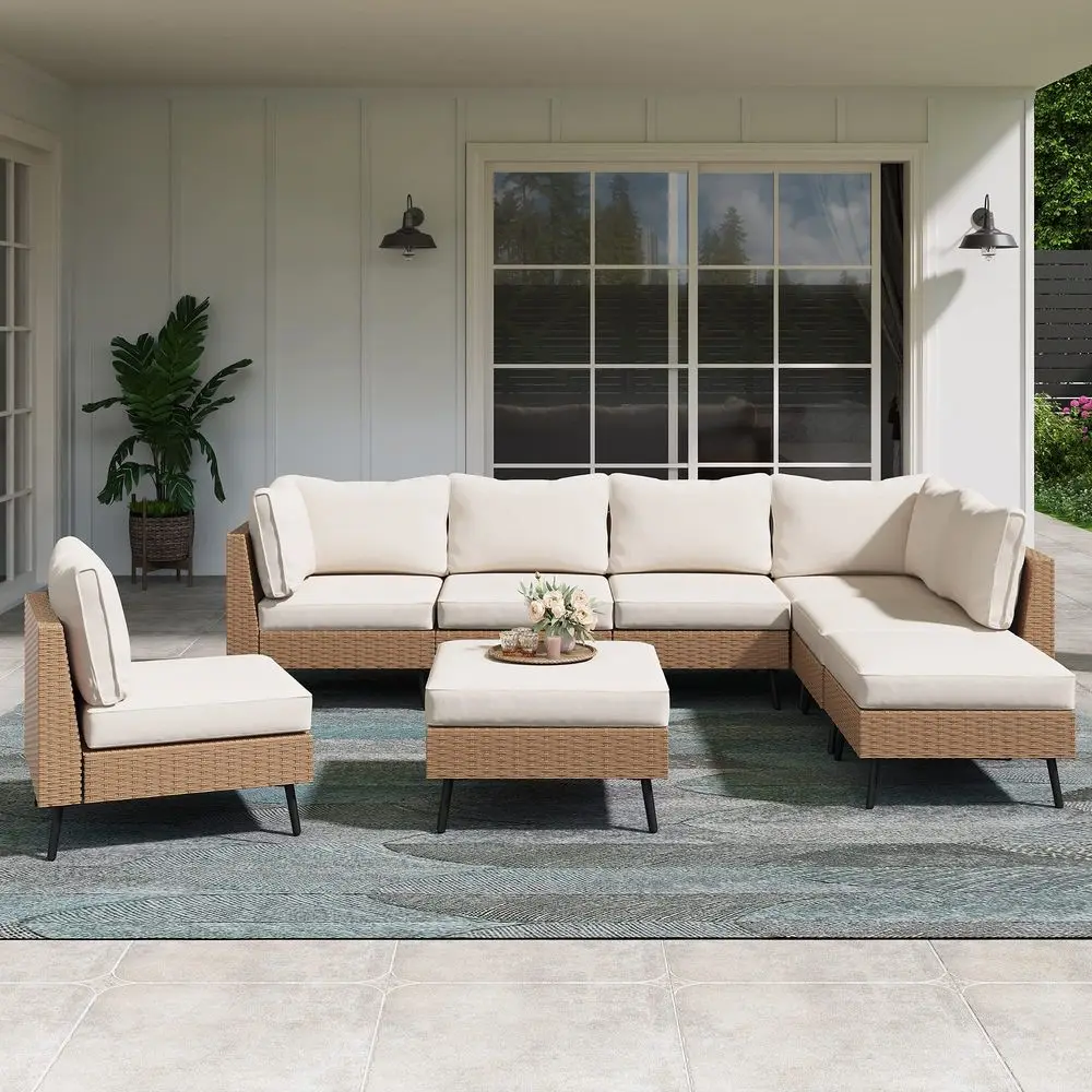 Outdoor Patio Furniture, 8 Piece Outdoor Sectional Sofa PE Rattan Wicker Patio Conversation Sets,All Weather Patio Furniture Se
Outdoor Patio Furniture, 8 Piece Outdoor Sectional Sofa PE Rattan Wicker Patio Conversation Sets,All Weather Patio Furniture Se