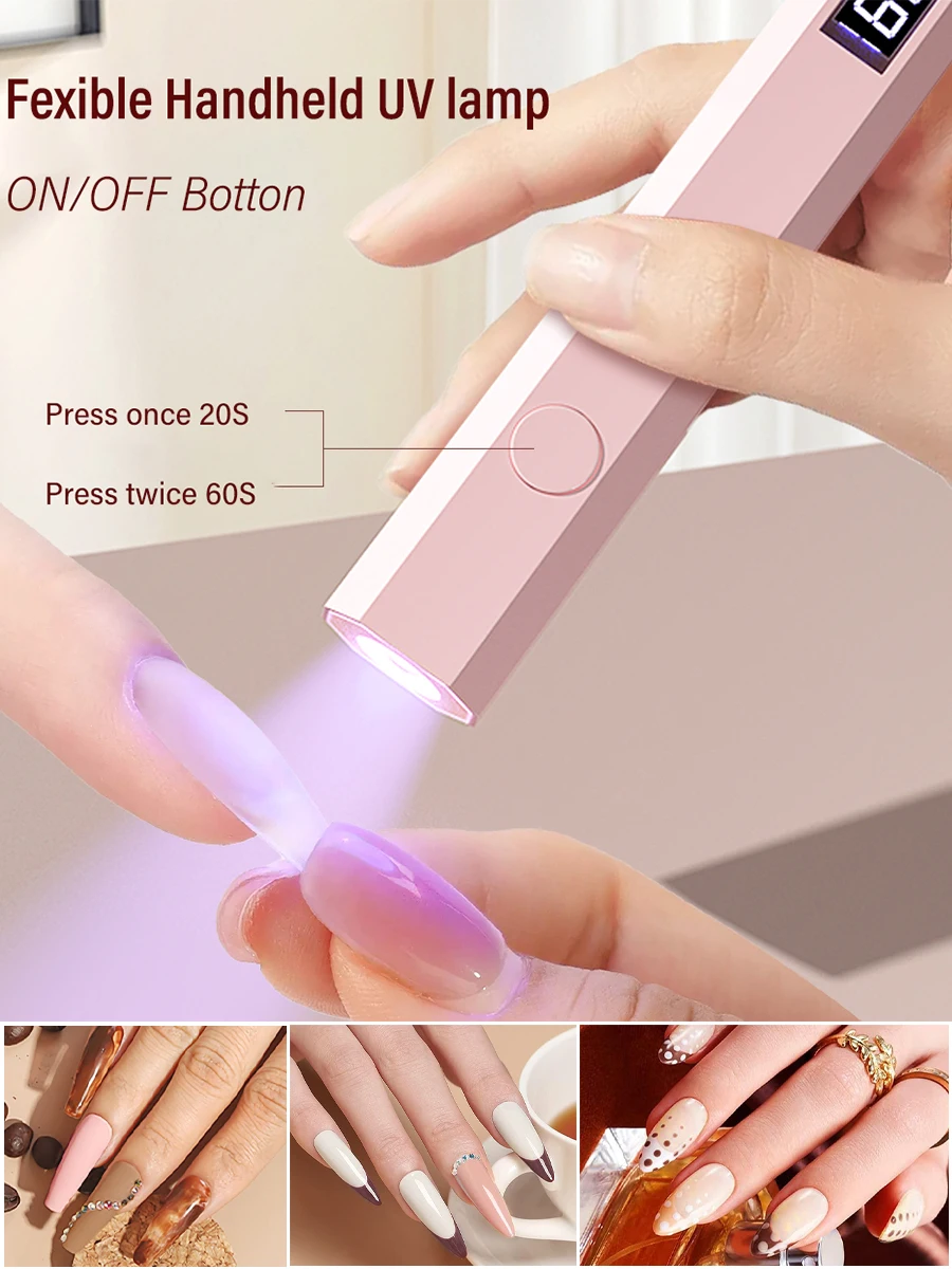 YIKOOLIN Convenient Handheld Nail Dryer Lamp UV/LED Nail Curing All Gel Polish Nail Art Tool USB Rechargeabl Quick Dry Nail Lamp