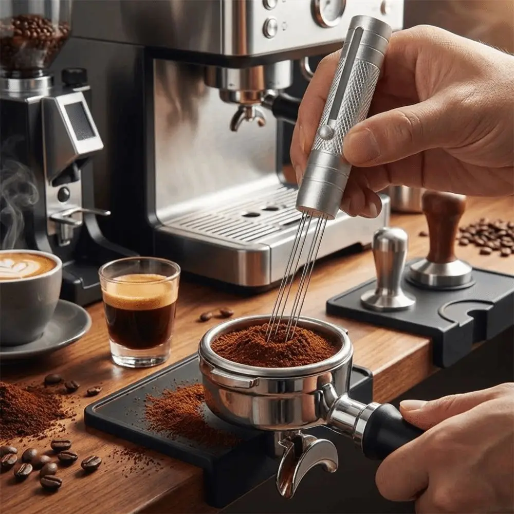 Stainless Steel Espresso Stirring Needle Telescopic 6 Pin Coffee Tamper Needle Coffee Stirrer Anti Slip Espresso Distributor
Stainless Steel Espresso Stirring Needle Telescopic 6 Pin Coffee Tamper Needle Coffee Stirrer Anti Slip Espresso Distributor