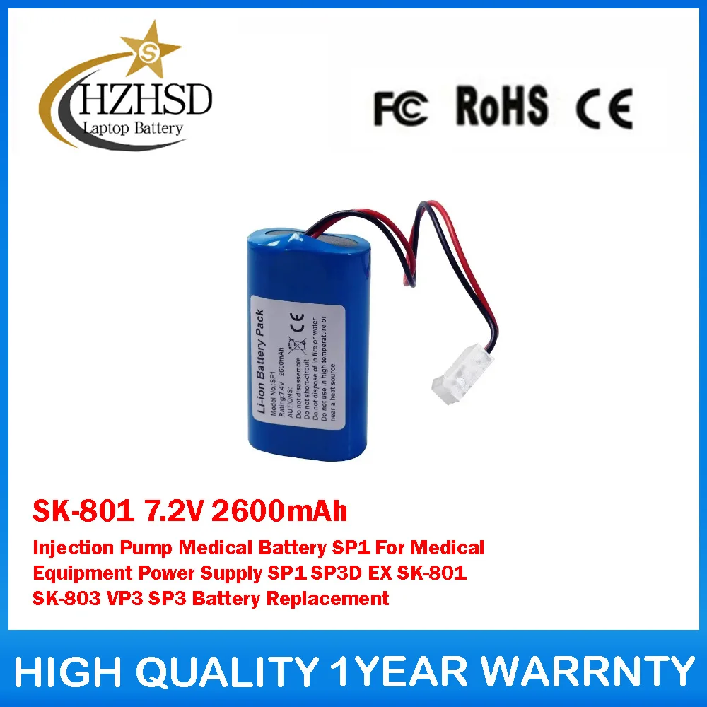 SK-801 7.2V 2600mAh Injection Pump Medical Battery SP1 For Medical Equipment Power Supply SP1 SP3D EX SK-801 SK-803 VP3 SP3
SK-801 7.2V 2600mAh Injection Pump Medical Battery SP1 For Medical Equipment Power Supply SP1 SP3D EX SK-801 SK-803 VP3 SP3