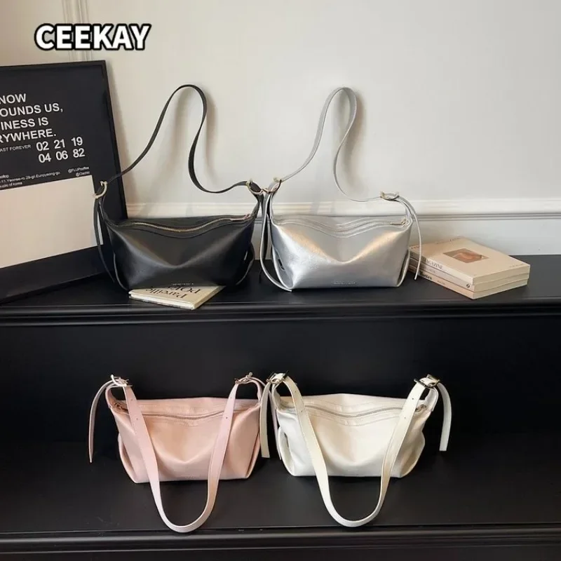 CEEKAY Women's Shoulder Bag Silver Glossy PU Leather Large Baguette Handbag Zipper Closure Daily Casual Minimalist Style
CEEKAY Women's Shoulder Bag Silver Glossy PU Leather Large Baguette Handbag Zipper Closure Daily Casual Minimalist Style