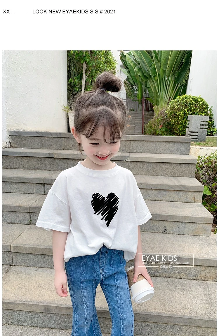 children's Heart-shape Print short sleeved White T-shirt Girls O-neck All-match Casual Tops
children's Heart-shape Print short sleeved White T-shirt Girls O-neck All-match Casual Tops