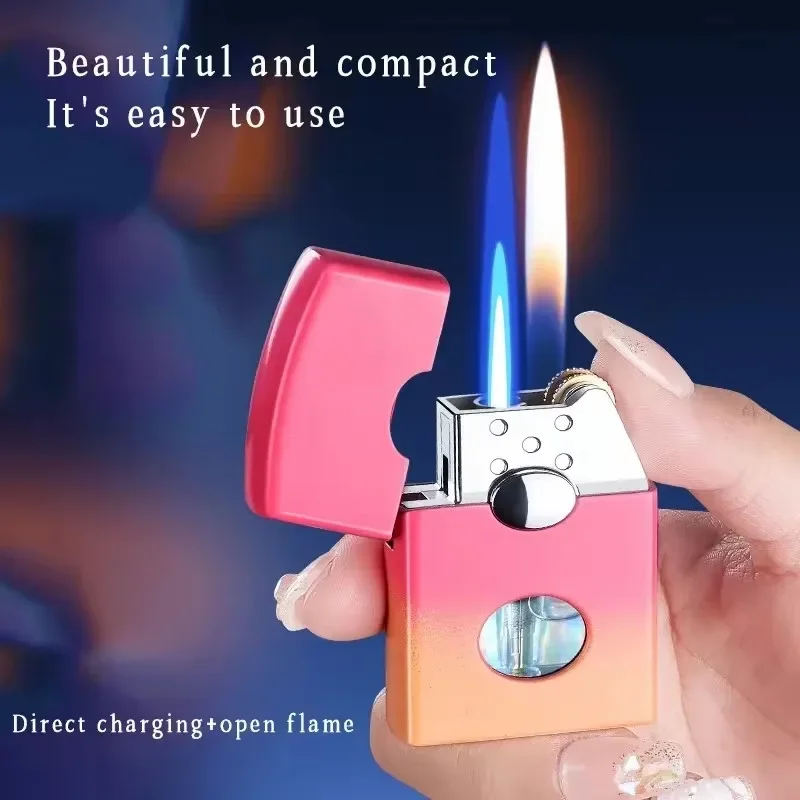 New Metal Visual Window Dual Flame Lighter Windproof Open Flame Spray Conversion Butane Inflatable Lighter Smoking Gift
New Metal Visual Window Dual Flame Lighter Windproof Open Flame Spray Conversion Butane Inflatable Lighter Smoking Gift