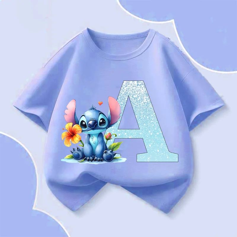 Stitch Disneys T-shirt for Children Pink Letter A-Z Tee Top Cute Cartoon Round Collar Clothes Fashion Kids White Clothing Gift
Stitch Disneys T-shirt for Children Pink Letter A-Z Tee Top Cute Cartoon Round Collar Clothes Fashion Kids White Clothing Gift