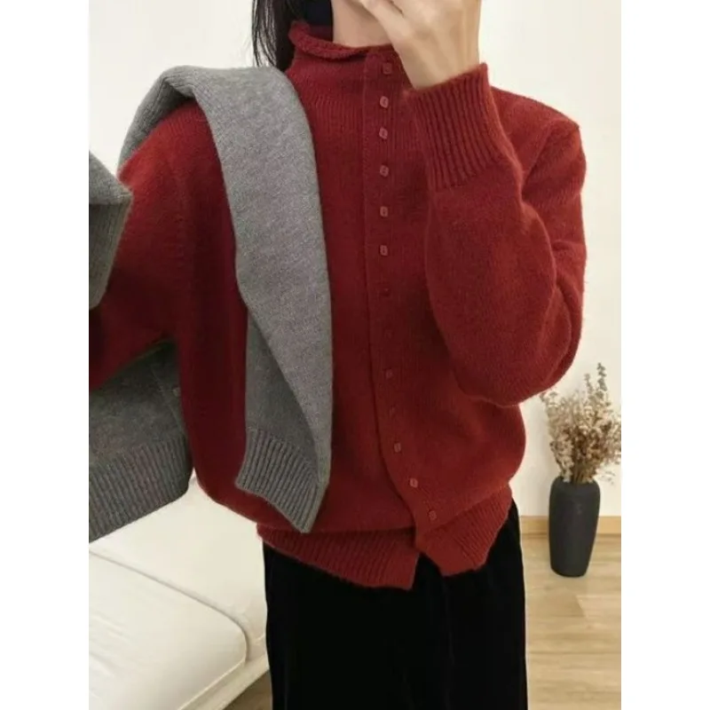 2025 New Soft High Neck Button Down Womens Cardigan Sweater Korean Style Ins Fashion Winter Fall Cozy Knit
2025 New Soft High Neck Button Down Womens Cardigan Sweater Korean Style Ins Fashion Winter Fall Cozy Knit