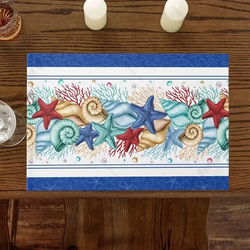 4/6 шт., хлопковые льняные подставки для столовых приборов с морской звездой, моющиеся термостойкие подушечки для стола, тематический декор для океанского пляжа, кухонный обеденный стол
4/6 шт., хлопковые льняные подставки для столовых приборов с морской звездой, моющиеся термостойкие подушечки для стола, тематический декор для океанского пляжа, кухонный обеденный стол