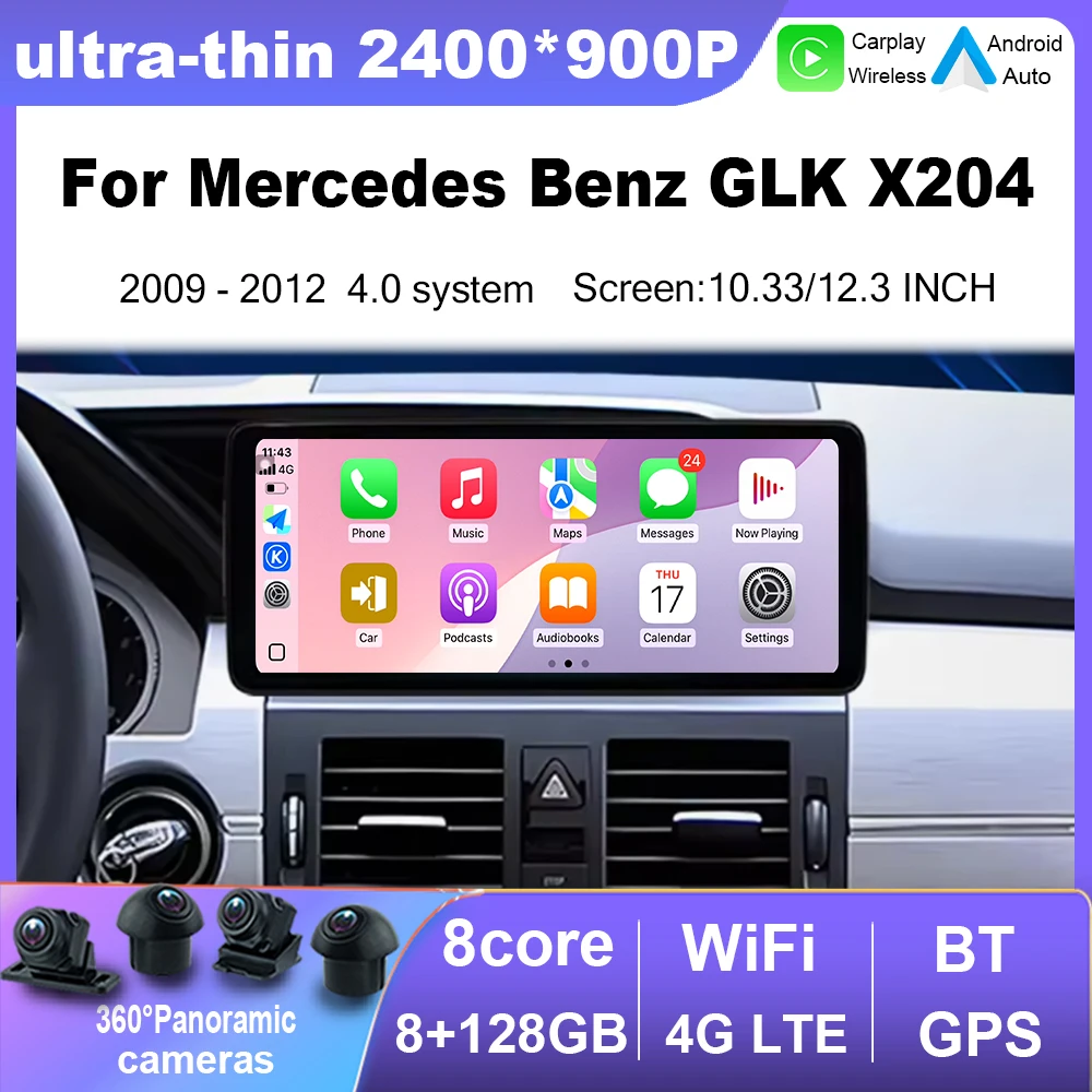 for Mercedes Benz GLK X204 2009 - 2012 Wireless Carplay BT GPS Navi Ultra-Thin screen 4G Android 15 Car Video Multimedia Player 
for Mercedes Benz GLK X204 2009 - 2012 Wireless Carplay BT GPS Navi Ultra-Thin screen 4G Android 15 Car Video Multimedia Player