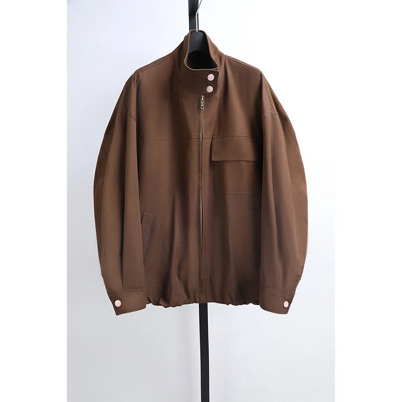 Casual Sle Stand Collar Jaet Women's Loose Fit Cotton Long Sve Zipper Closure Elastic Bot Hem Spring New Arrival
Casual Sle Stand Collar Jaet Women's Loose Fit Cotton Long Sve Zipper Closure Elastic Bot Hem Spring New Arrival