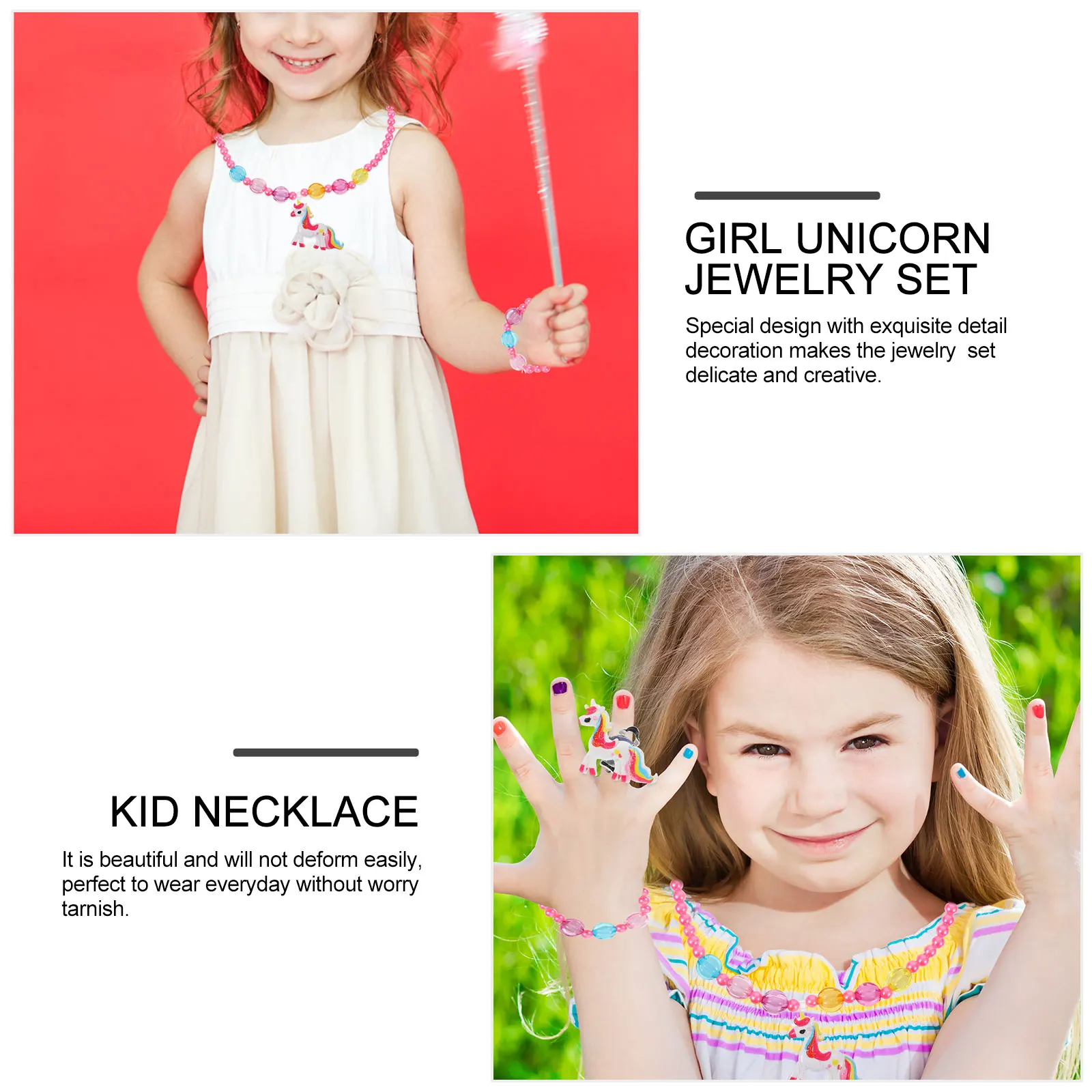 1 set Children's Jewelry Set Acrylic Unicorn Girl Kit Bracelet Necklace Earring Ring Party Everyday Wear Fashionable
1 set Children's Jewelry Set Acrylic Unicorn Girl Kit Bracelet Necklace Earring Ring Party Everyday Wear Fashionable