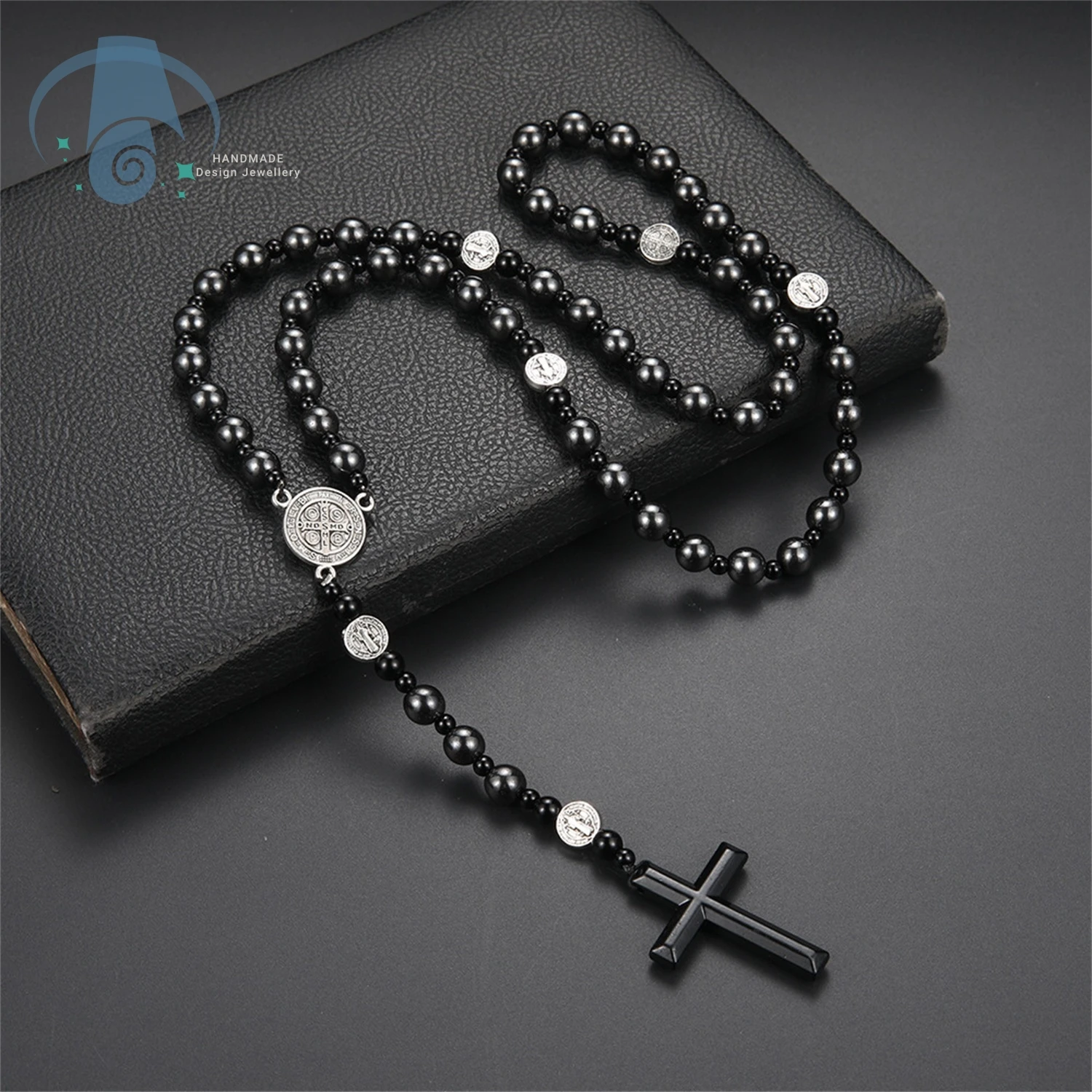Men Black Lava Stone Cross Rosary Necklace Religious Pendant Bead Chain Alloy Gothic Jewelry Gift for Him
Men Black Lava Stone Cross Rosary Necklace Religious Pendant Bead Chain Alloy Gothic Jewelry Gift for Him