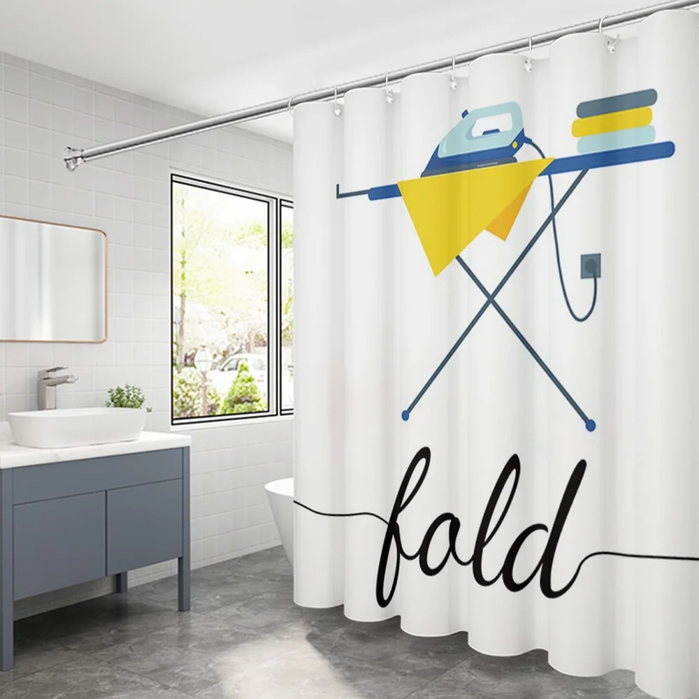 Minimalist Ironing Board Shower Curtain, Laundry Room Decor with Fold Text, Waterproof Polyester Fabric Bath Screen with Hooks
Minimalist Ironing Board Shower Curtain, Laundry Room Decor with Fold Text, Waterproof Polyester Fabric Bath Screen with Hooks