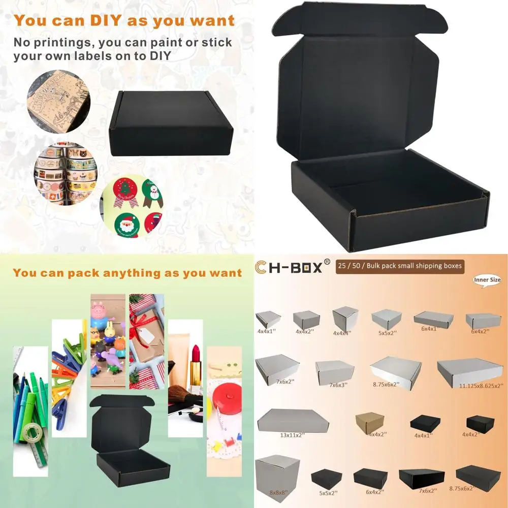 400 штук картонных коробок для доставки, размер 4x4x1 дюйм, черные
400 штук картонных коробок для доставки, размер 4x4x1 дюйм, черные