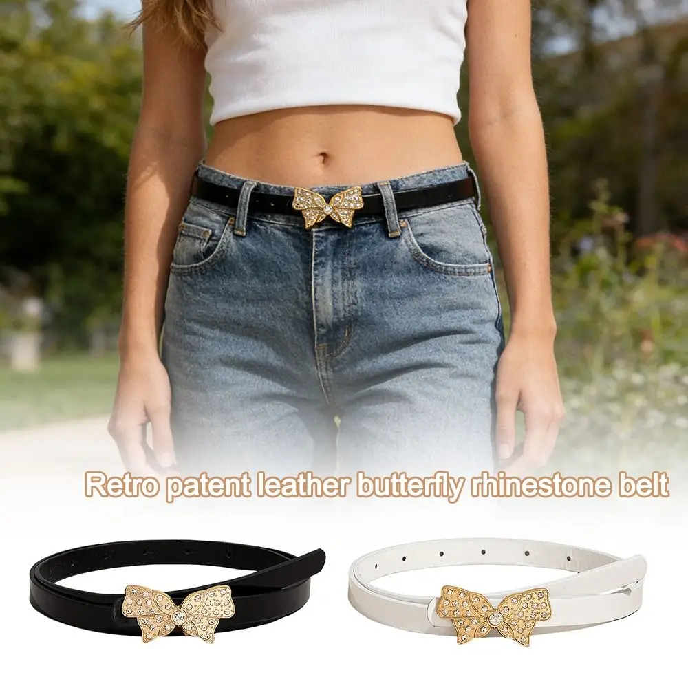Ремень из лакированной кожи с бабочкой и стразами, золотая пряжка, универсальная пряжка, пояс, декоративные ремни для брюк, платья
Ремень из лакированной кожи с бабочкой и стразами, золотая пряжка, универсальная пряжка, пояс, декоративные ремни для брюк, платья