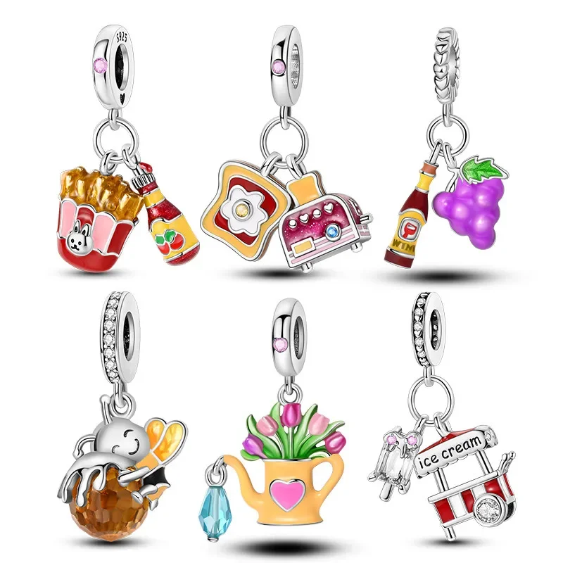 Real Silver 925 Fruit Fries Coffee Ice Cream Pendant Bead Fit Pandora Original Bracelet for Women Fine Jewelry Making Gifts
Real Silver 925 Fruit Fries Coffee Ice Cream Pendant Bead Fit Pandora Original Bracelet for Women Fine Jewelry Making Gifts