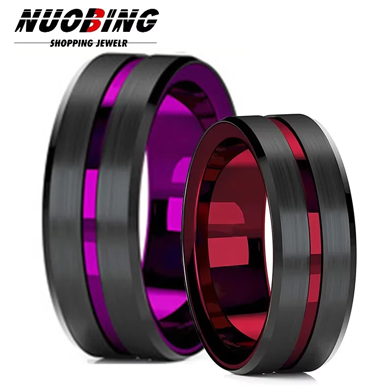 Purple New Fashion Men's Tungsten Wire Wedding Ring with Double Grooves and Beveled Edges Double Red Stainless Steel Men Jewelry
Purple New Fashion Men's Tungsten Wire Wedding Ring with Double Grooves and Beveled Edges Double Red Stainless Steel Men Jewelry