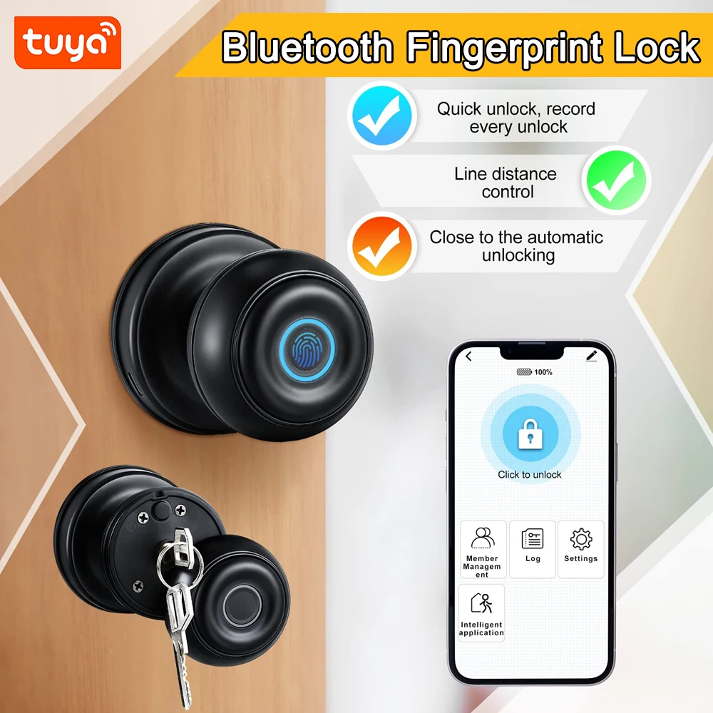 Tuya Fingerprint Lock Bluetooth Smart Door Lock Biometric Fingerprint Unlock Keyless Smart Home APP Control Security Protection
Tuya Fingerprint Lock Bluetooth Smart Door Lock Biometric Fingerprint Unlock Keyless Smart Home APP Control Security Protection