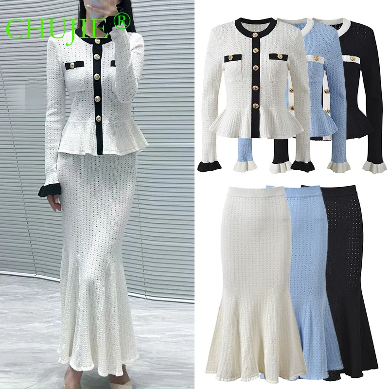 CHUJIE 2025 Autumn French Elegant Colorblock 2-piece Set, Round Neck Metallic Button Top & Skirt, Commuting Slim-Fit Collection
CHUJIE 2025 Autumn French Elegant Colorblock 2-piece Set, Round Neck Metallic Button Top & Skirt, Commuting Slim-Fit Collection