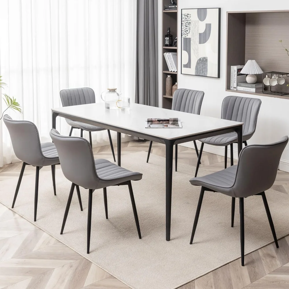 Leather Dining Chairs Set of 6, Upholstered Dining Room Chairs with Metal Legs, Modern Dining Chair
Leather Dining Chairs Set of 6, Upholstered Dining Room Chairs with Metal Legs, Modern Dining Chair