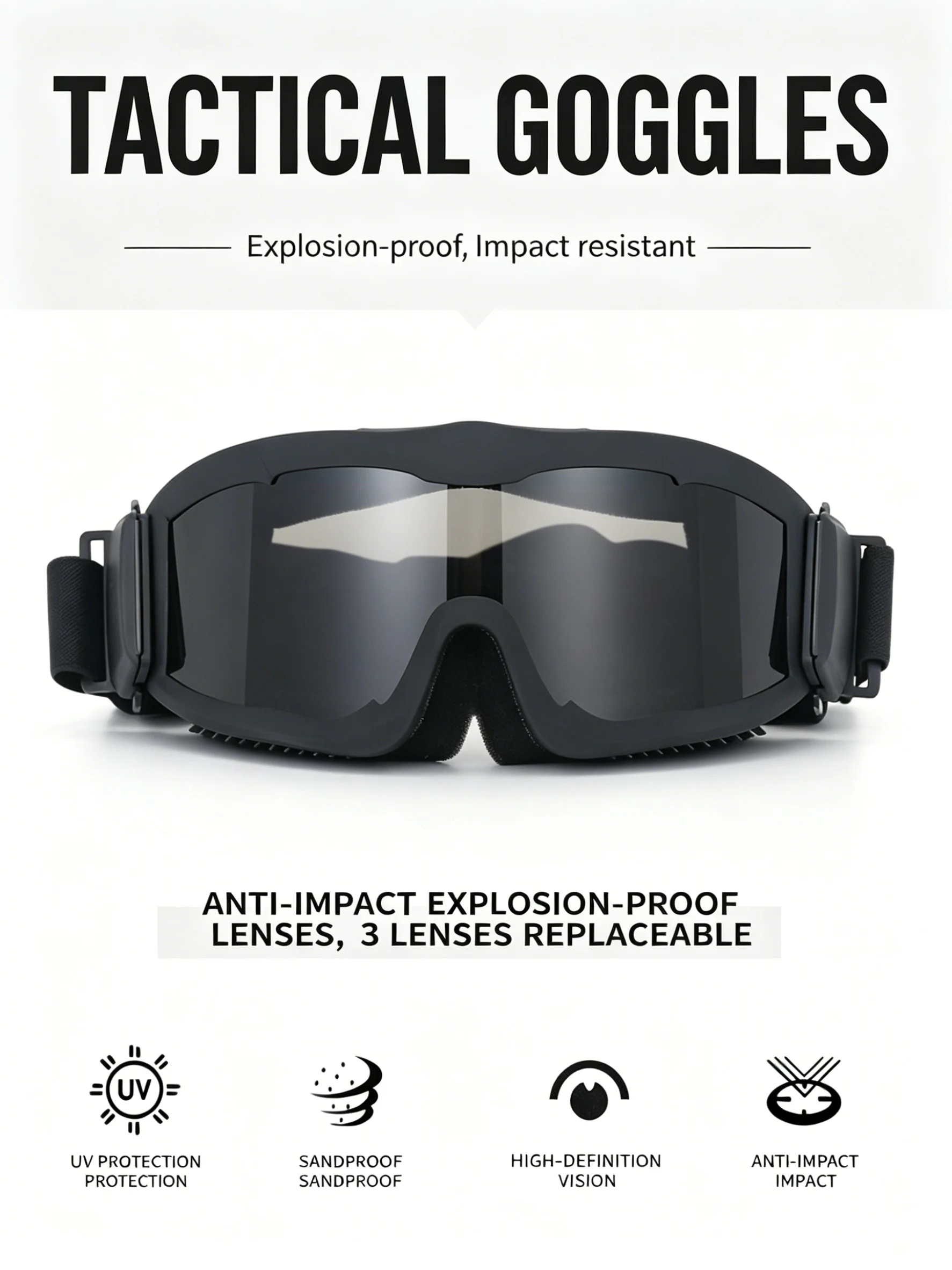 Unisex Alpha Tactical Goggles with Three Lenses, Military Fans Cs Shooting Explosion-Proof Glasses, Desert Outdoor Protective Goggles with Storage Bag
Unisex Alpha Tactical Goggles with Three Lenses, Military Fans Cs Shooting Explosion-Proof Glasses, Desert Outdoor Protective Goggles with Storage Bag
