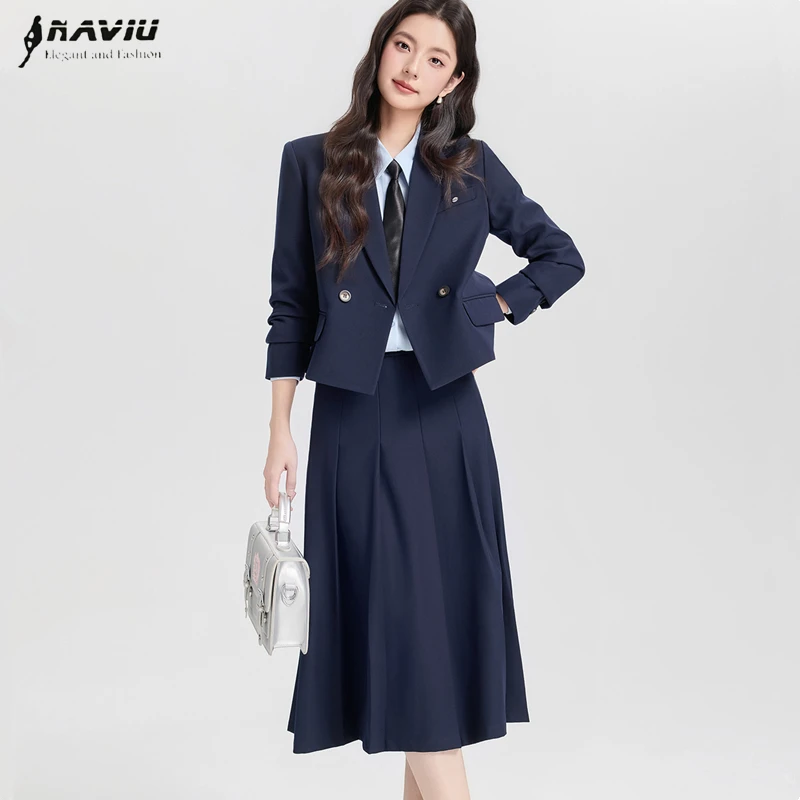 NAVIU Elegant Blazer For Women Fashion Office Long Sleeve Suits Solid Slim Blazer And Skirt Office Ladies Work Wear
NAVIU Elegant Blazer For Women Fashion Office Long Sleeve Suits Solid Slim Blazer And Skirt Office Ladies Work Wear