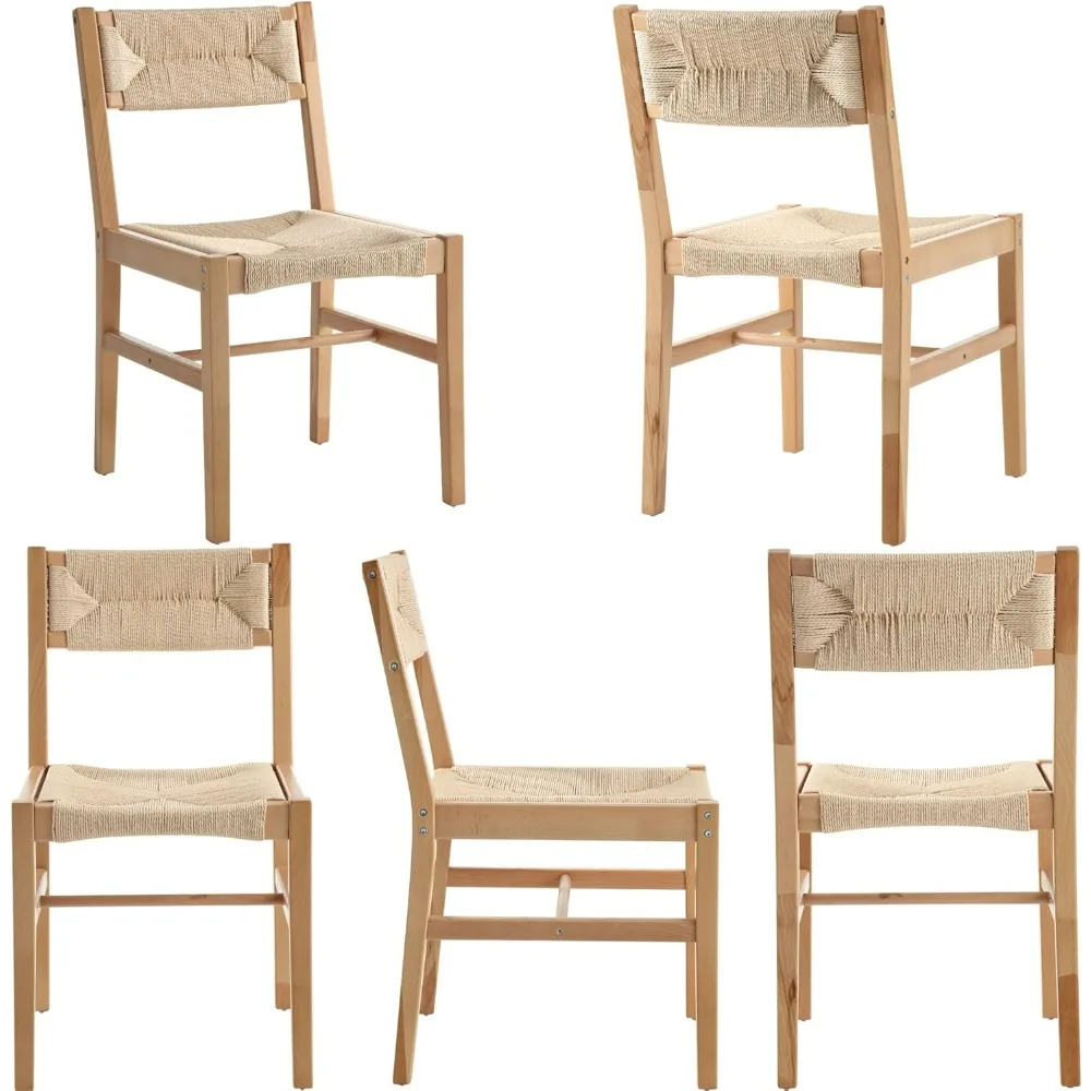 Dining Chairs Set of 4 Boho Chairs, Weave Natural Paper Cord Seat and Backrests, Mid-Century Modern Natural Wooden Dining Chairs
Dining Chairs Set of 4 Boho Chairs, Weave Natural Paper Cord Seat and Backrests, Mid-Century Modern Natural Wooden Dining Chairs