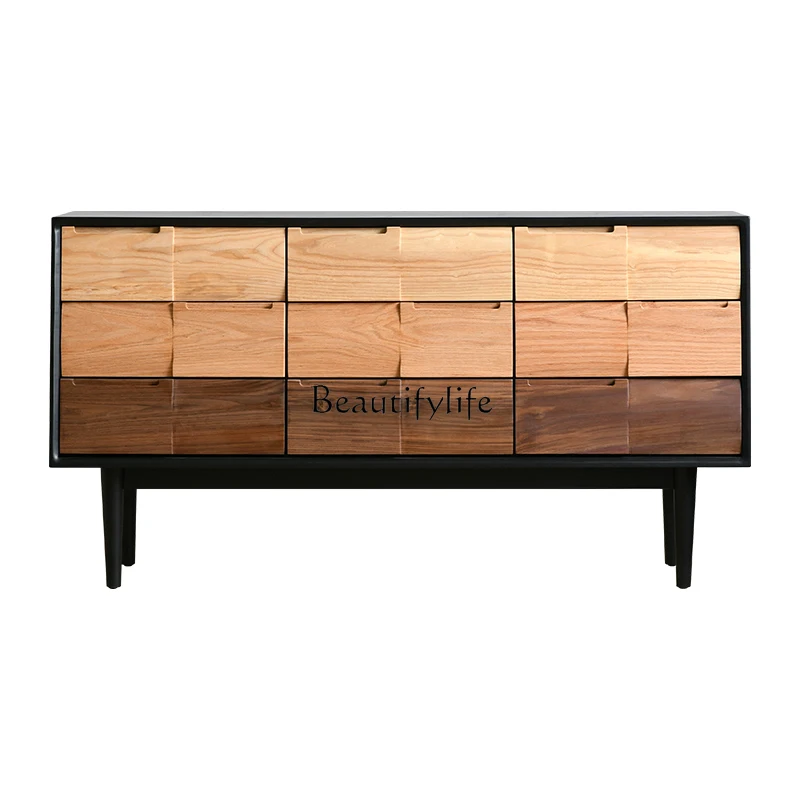 Nine chest of drawers, bedroom storage, wabi sandy wind, black walnut, solid wood, bedside cabinet, Japanese simplicity
Nine chest of drawers, bedroom storage, wabi sandy wind, black walnut, solid wood, bedside cabinet, Japanese simplicity
