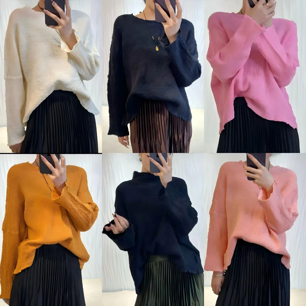 Miyake Ruffles 2021, японская блузка с круглым вырезом, женская свободная осенне-зимняя вязаная нижняя рубашка с морщинистой текстурой, женская рубашка
Miyake Ruffles 2021, японская блузка с круглым вырезом, женская свободная осенне-зимняя вязаная нижняя рубашка с морщинистой текстурой, женская рубашка