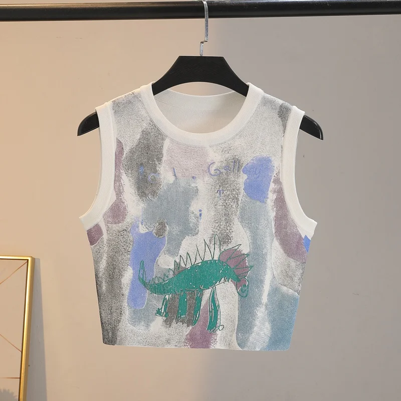 Ningweiya 2026 Graffiti Print round Neck Sleeveless Knitted Vest Loose Slimming Versatile Shoulder Pad Women's Fashion Top
Ningweiya 2026 Graffiti Print round Neck Sleeveless Knitted Vest Loose Slimming Versatile Shoulder Pad Women's Fashion Top