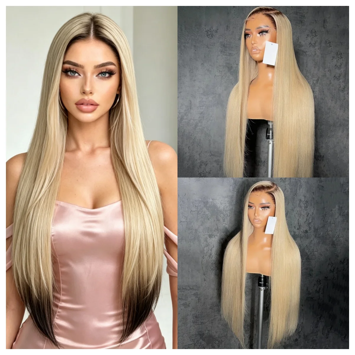 Ombre Honey Blonde Synthetic Wig 13x4 Lace Front Straight Hair with Dark Roots Preplucked Soft Cosplay Wig for Women
Ombre Honey Blonde Synthetic Wig 13x4 Lace Front Straight Hair with Dark Roots Preplucked Soft Cosplay Wig for Women