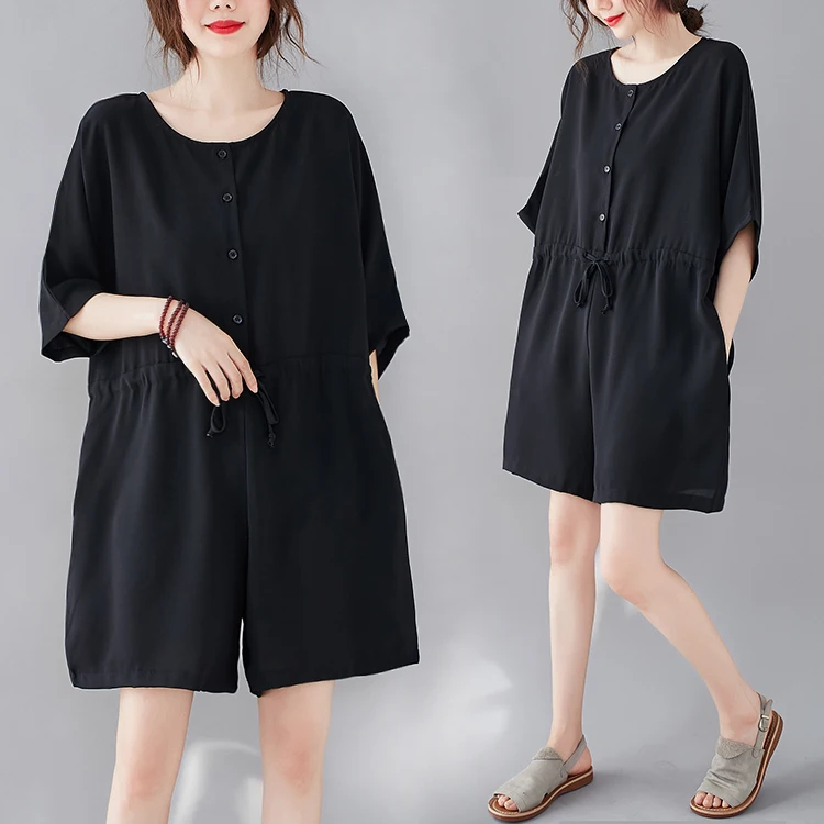 Women Short Sleeve Solid Round Neck Pocket Jumpsuit Buttons Romper Jumpersuit Female 2024 Summer Ladies Short Sleeve T135
Women Short Sleeve Solid Round Neck Pocket Jumpsuit Buttons Romper Jumpersuit Female 2024 Summer Ladies Short Sleeve T135