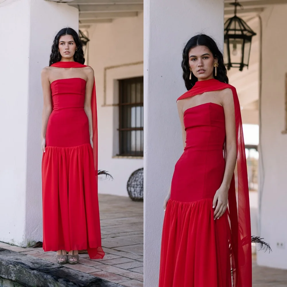 Customized Exquisite Red Jersey Evening Dress Temperament Strapless Sleeveless Homecoming Dress Fashion Special Occasion Gowns
Customized Exquisite Red Jersey Evening Dress Temperament Strapless Sleeveless Homecoming Dress Fashion Special Occasion Gowns
