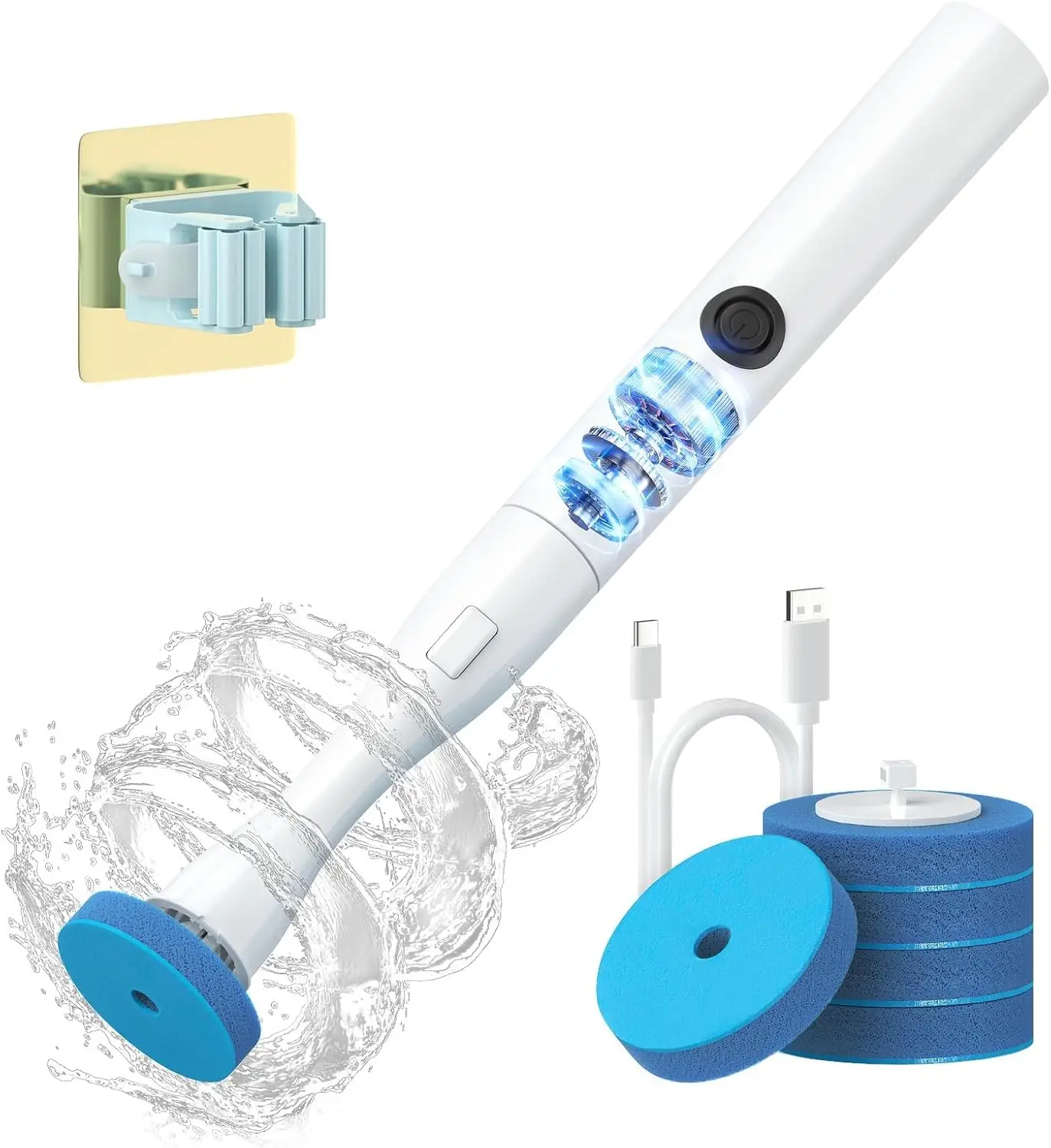 Electric Toilet Brush: No Bending, 300 RPM Power, Disposable Heads, Wall Mount
Electric Toilet Brush: No Bending, 300 RPM Power, Disposable Heads, Wall Mount