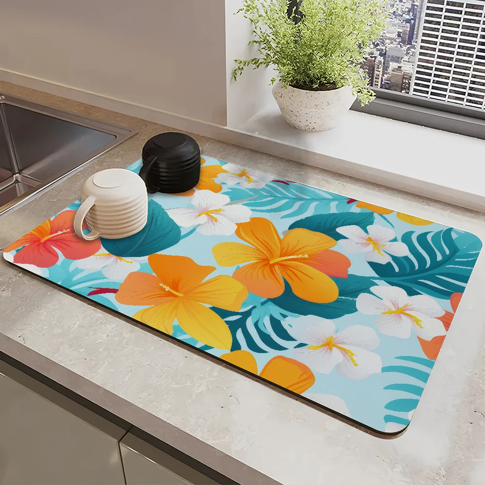 Aloha Floral Pattern Draining Pad Drying Mat For Kitchen Bar Coffee Dishes Rubber Quick Drying Water Absorbent Anti-slip Mat
Aloha Floral Pattern Draining Pad Drying Mat For Kitchen Bar Coffee Dishes Rubber Quick Drying Water Absorbent Anti-slip Mat