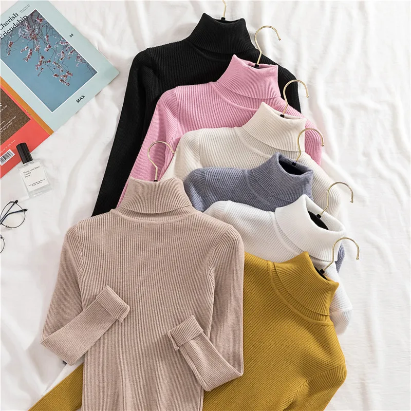 Women Turtleneck Knitted Soft Pullovers