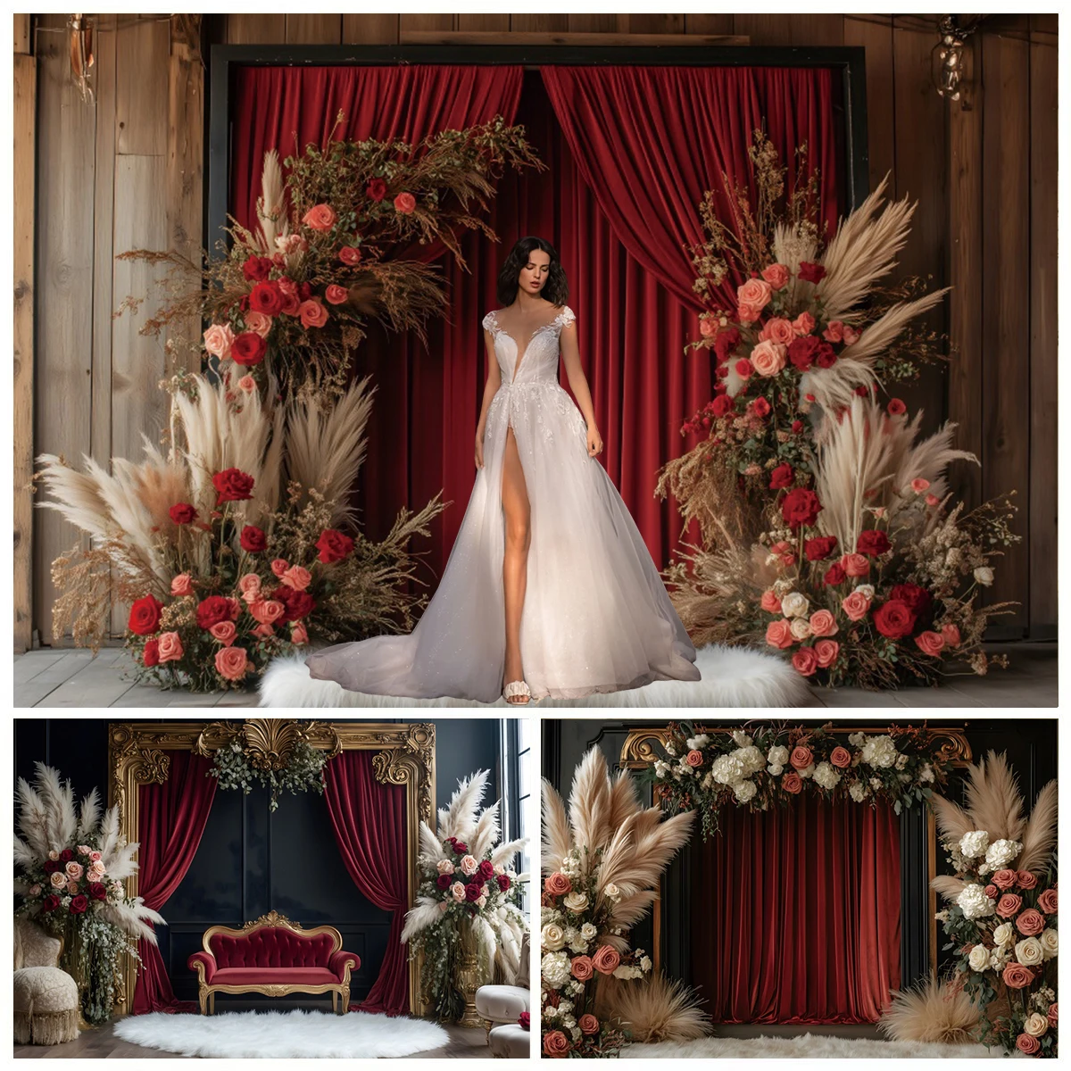 Red Curtain Boho Flowers Photography Background Boho Style Wedding Bridal Shower Portrait Backdrop Decor Photo Studio Props
Red Curtain Boho Flowers Photography Background Boho Style Wedding Bridal Shower Portrait Backdrop Decor Photo Studio Props