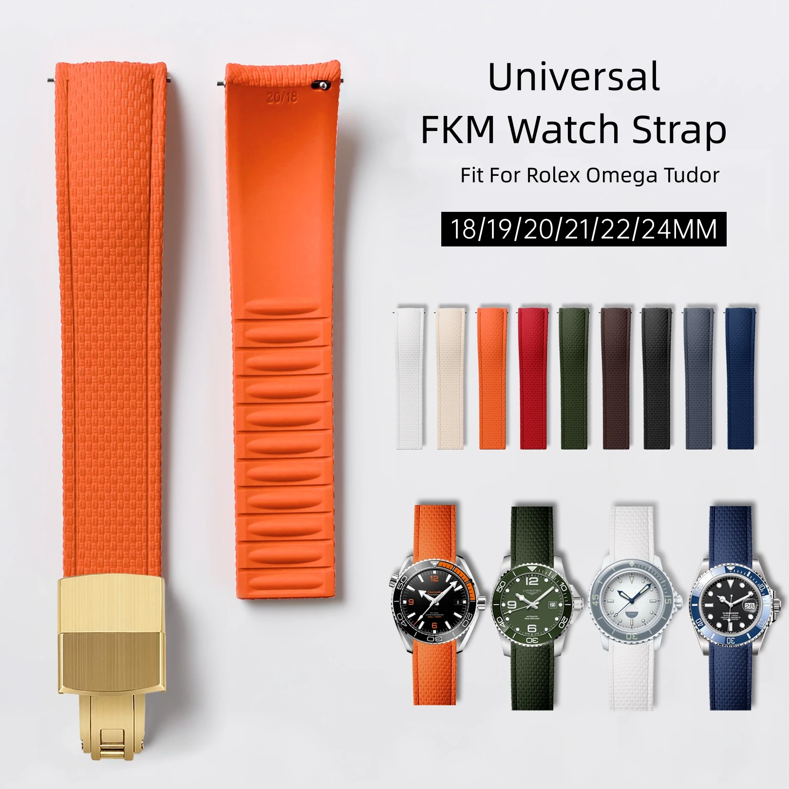 18mm 19mm 20mm 21mm 22mm Curved End Rubber CTS Strap with Bracelet Folding Buckle FKM Rubber Watch Strap Quick Release For Omega
18mm 19mm 20mm 21mm 22mm Curved End Rubber CTS Strap with Bracelet Folding Buckle FKM Rubber Watch Strap Quick Release For Omega